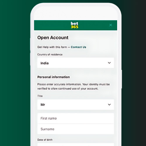 Complete the Bet365 registration form